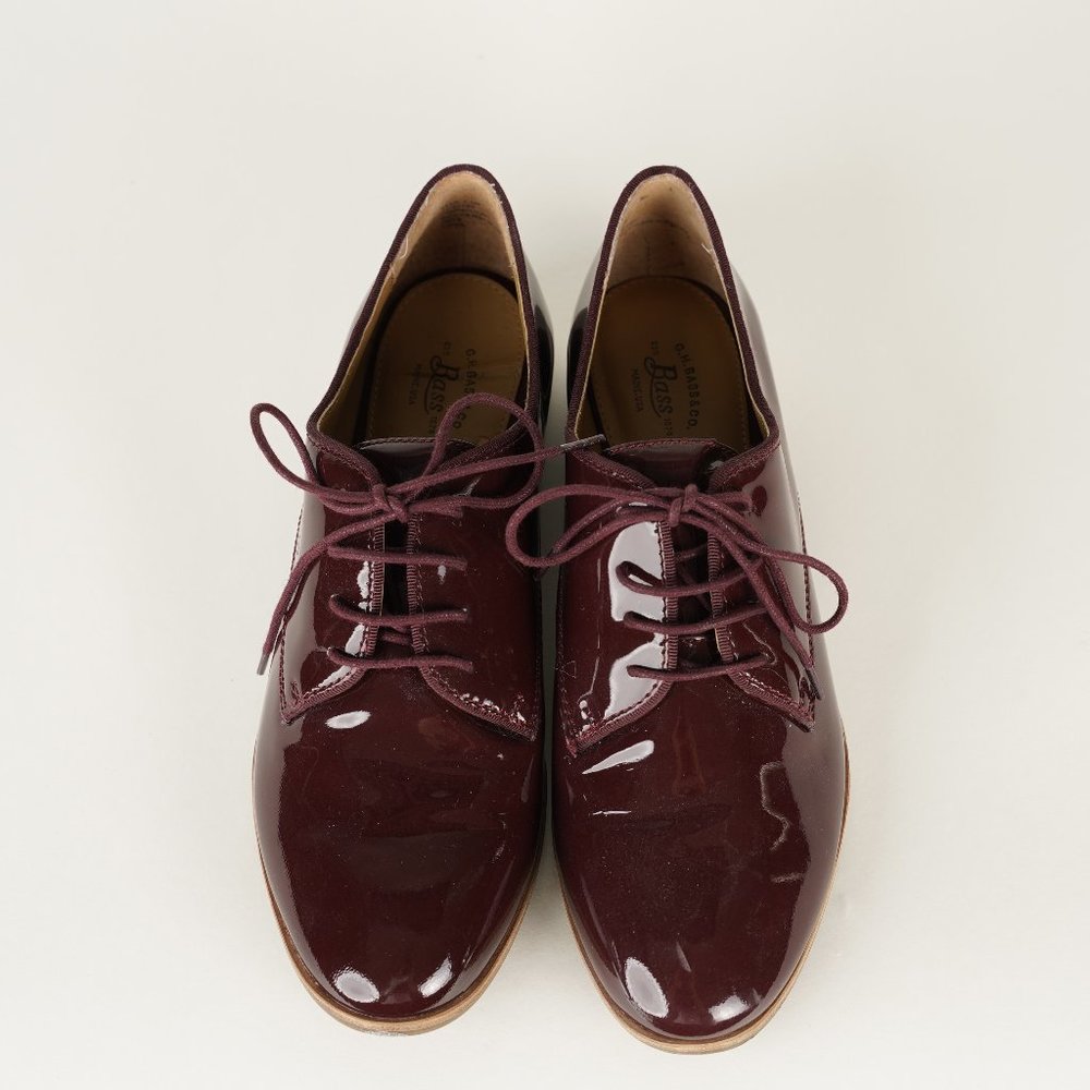 G.H. Bass & Co. Burgundy Patent Oxford Heels